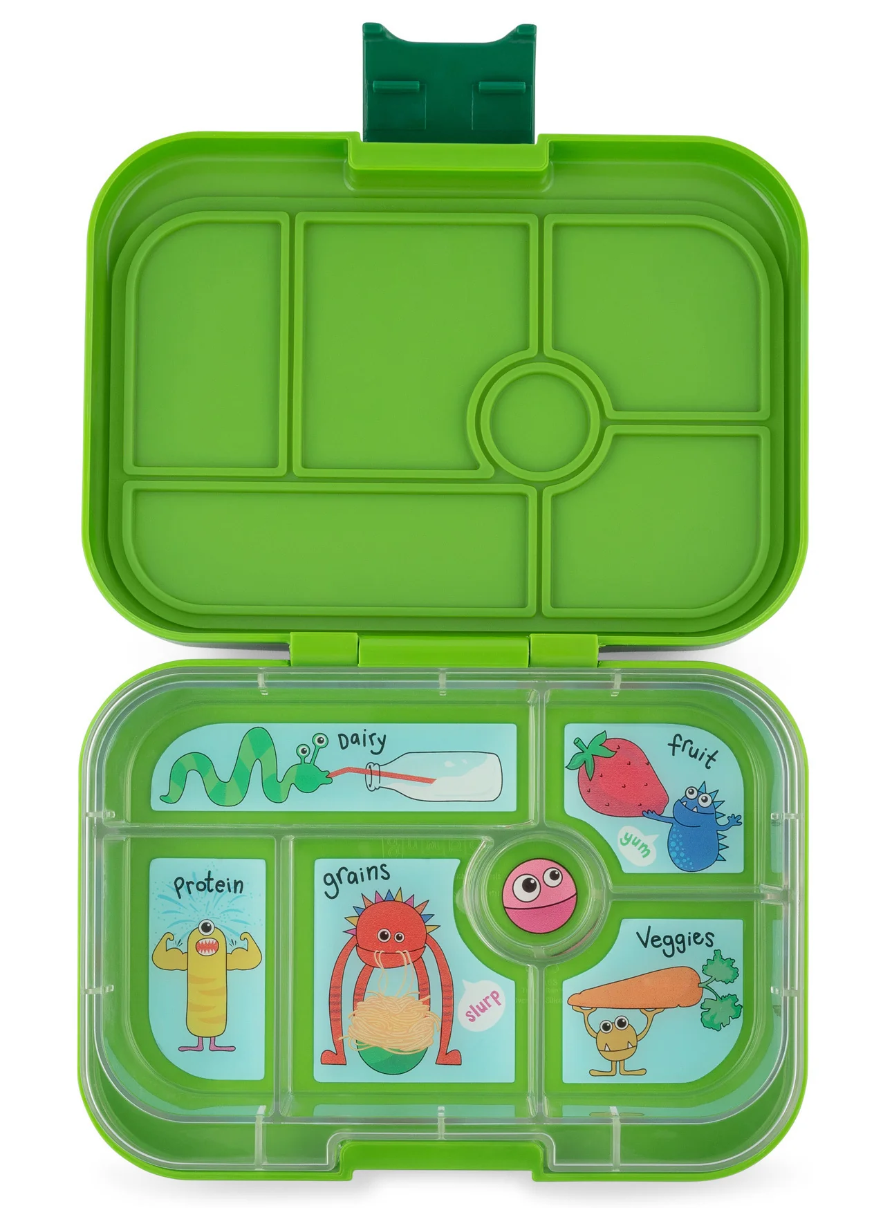 Yumbox original 6 vakken Jurassic green met Funny Monsters tray